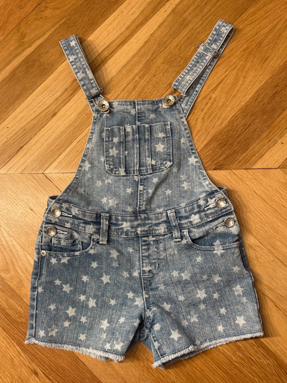 Kids Star Print Denim Short Overalls - Blue 8